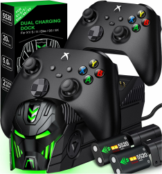 Xbox Controller Akku Ladestation für Xbox One/Xbox Series X&S Controller, 2x5520 mWh (2x2300 mAh) Xbox Controller Akku Ladestation kompatibel mit Xbox One S/X/Elite,Xbox Series X/S Controller Schwarz Angebot bei HelloDeals