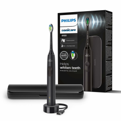 Philips Sonicare 4100 – elektrische Sonicare Zahnbürste für Erwachsene mit 1 x Philips W2 Optimal White Bürstenkopf in Schwarz, schlankem Reiseetui und USB-Ladegerät (Modell HX3683/54) Sonicare 4100, Schwarz, Etui Angebot bei HelloDeals