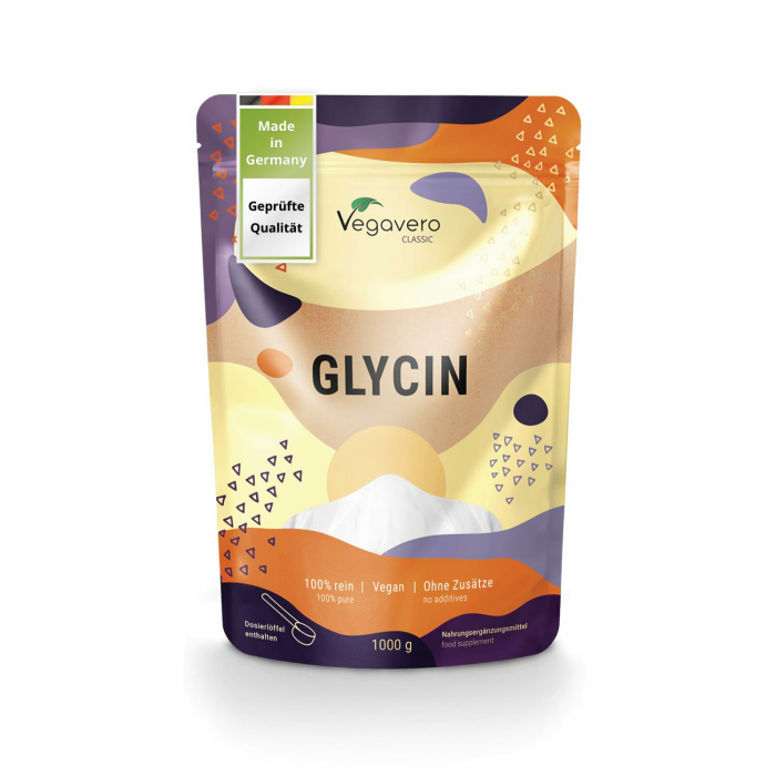 Glycin Pulver | 1000 g | Deutsche Produktion von Vegavero | Laborgeprüft | 100% reine Aminosäure | L-Glycin Pulver in Premium Qualität | mit Messlöffel | Ohne Zusätze | Vegan Angebot bei HelloDeals