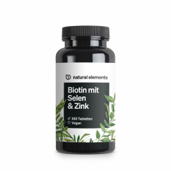 natural elements Biotin + Selen + Zink für Haut, Haare & Nägel - 365 vegane Tabletten - Ohne Magnesiumstearat, laborgeprüft Biotin mit Selen & Zink Angebot bei HelloDeals