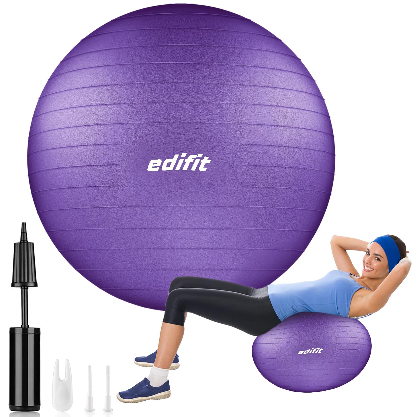 Gymnastikball, 55, 65 und 75, Pezziball, Einschließlich Inflator, Pilates Ball, Sitzball, Pilates, Yoga Ball, Gymnastik Violett 65cm Angebot bei HelloDeals
