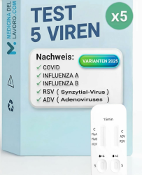Corona oder Influenza? 5𝐱 5in1 Kombitest - COVID-19, Influenza A/B & RSV & ADV, Schnelltest - Laientest, der Influenza 2024/25 und Corona 2024/25 unterscheidet - 5x 5in1 Grippe Schnelltests Angebot bei HelloDeals
