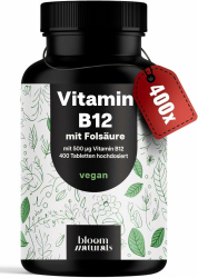 Vitamin B12 hochdosiert - 400 Tabletten mit 500µg Vit B12 + 200µg Folsäure - zertifiziert Laborgeprüft - Vegan & Produziert in Deutschland - Verpackung kann variieren Angebot bei HelloDeals