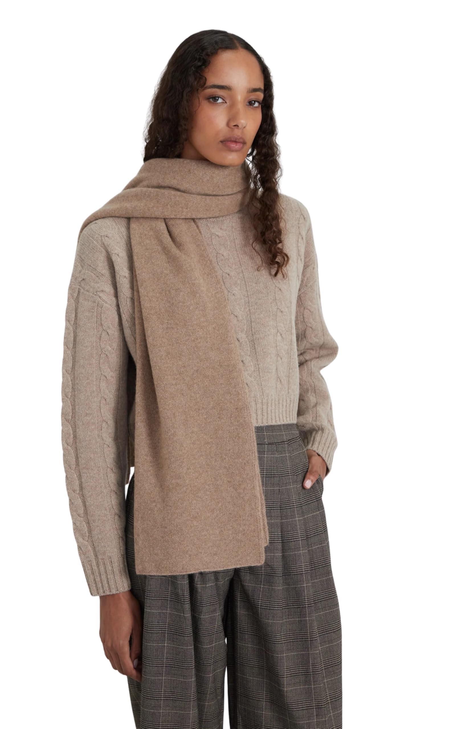 Style & Republic Damen Kaschmir Schal aus 100% Cashmere - dein kuscheliger Premium Strick-Schal für stilvolle Herbst- & Winter-Momente, ideale Größe 52 cm x 172 cm Einheitsgröße Nougat Angebot bei HelloDeals