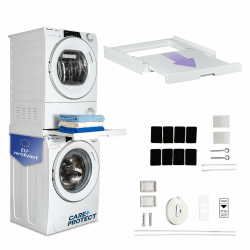 CARE+PROTECT Universaler Zwischenbaurahmen mit ausziehbarem Boden für Waschmaschinen und Trockner, passend für Geräte mit Tiefe 47-62 cm, platzsparend, weiß, eckige Front 47-62cm Tiefe mit Ausziehboden Angebot bei HelloDeals