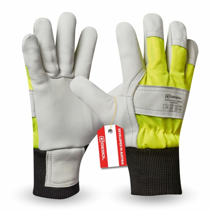 Gebol Worker Pro Thermo Comfort, 1 Paar Arbeitshandschuhe aus 1,2 mm Rindsvollleder, Kälteschutz, Winter-Handschuhe mit Thermo-Innenfutter & Neongelb Sichtbarkeit, für Herren XL Angebot bei HelloDeals