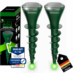 EdenGardens 2er Pack SOLAR MOLE Repeller Maulwurf Vertreiber bestes Mittel gegen Wühlmäuse & Maulwurf - Maulwurfschreck Maulwurf vertreiben Angebot bei HelloDeals