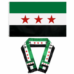 Syrische Flagge 90x150 cm und Flaggenschal 135x14 cm - Wetterfeste Fahne und Doppelseitiger Schal mit Messingösen Style3 Angebot bei HelloDeals