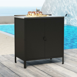 casa.pro Outdoor Schrank Bolognano Gartenschrank Balkonschrank Spind Zwei Türen für Innen- und Außenbereich 92x80x50 cm Schwarz, matt Noir Mat Angebot bei HelloDeals