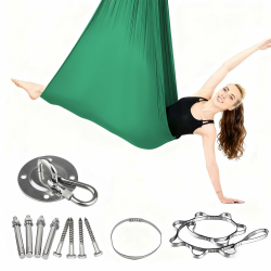 Aerial Yoga Hängematte Set, Aerial Yoga Swing Hängematte, Schaukel Nestschaukel, Hammock Swing für Indoor Outdoor, 200KG Max. Tragfähigkeit, Inkl. Kompletter Installationshardware Grün Angebot bei HelloDeals