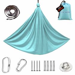 Yoga-Set, Yoga-Zubehör,Hängematte 280 x 150 cm, 200 kg Belastung,inkl. Kompletter Installationshardware,klein Hellblau Angebot bei HelloDeals