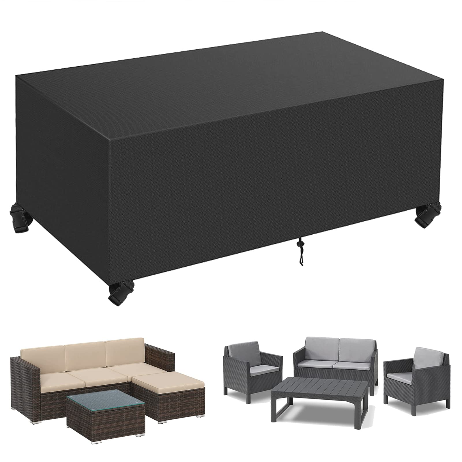 Abdeckung Gartenmöbel Wasserdicht, Abdeckplane für Gartenmöbel Winterfest, 420D Schutzhülle Abdeckhaube für Gartentisch Garten Möbel Tisch Rechteckig (Schwarz, 230x165x80cm 600D) Schwarz 230x165x80cm 600D Angebot bei HelloDeals