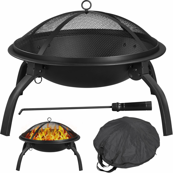 Yaheetech Feuerstelle Feuerschale mit Funkenschutz, Klappbare Feuerkorb Outdoor Fire Pits Feuerschalen für den Garten, Winter Heizung, Wohnmobil Reisen und Camping, Ø54 cm Ø 54 cm Angebot bei HelloDeals