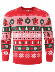 Weihnachtspullover Familie Set Rundhals Ugly Christmas Sweater Partnerlook Langarm Pullover Weihnachten Strick Weihnachtspulli Paare Winterpullover für Damen und Herren S-XXL Rot M M Angebot bei HelloDeals