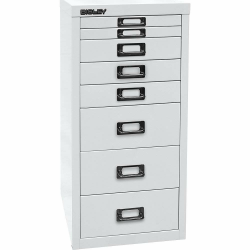 BISLEY MultiDrawer, 29er Serie, DIN A4, 8 Schubladen, Metall, 696 Verkehrsweiß, 38 x 27.9 x 59 cm Angebot bei HelloDeals