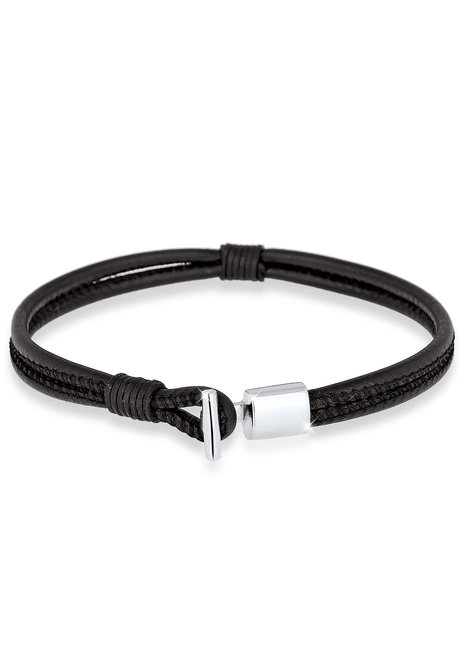 Herren-Armband Leder 925 Silber 20 cm - 0201542616_20 Angebot bei HelloDeals