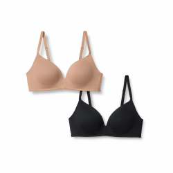 Amazon Essentials Damen Bralette mit Baumwoll-Jersey gefüttert, 2er-Pack 85C Gewaschene Bronze/Schwarz Angebot bei HelloDeals