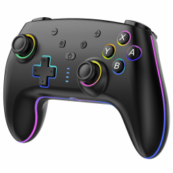 Wireless Controller für Switch/Switch 2/Lite/OLED/PC, Switch Pro Controller mit 7 Farbwechselnde RGB Beleuchtung/Hall Effect Trigger/Dual Vibration/Turbo, Ergonomisch Gestalteter Präzise Joystick Schwarz Angebot bei HelloDeals