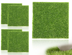 4 Stück Kunstrasen, 15x15cm Kunstrasen Teppich, Miniatur deko Garten Kunstrasen Verzierung Moos DIY Dekorationen, Kompatibel mit Miniatur Ornament Mini Garten Angebot bei HelloDeals