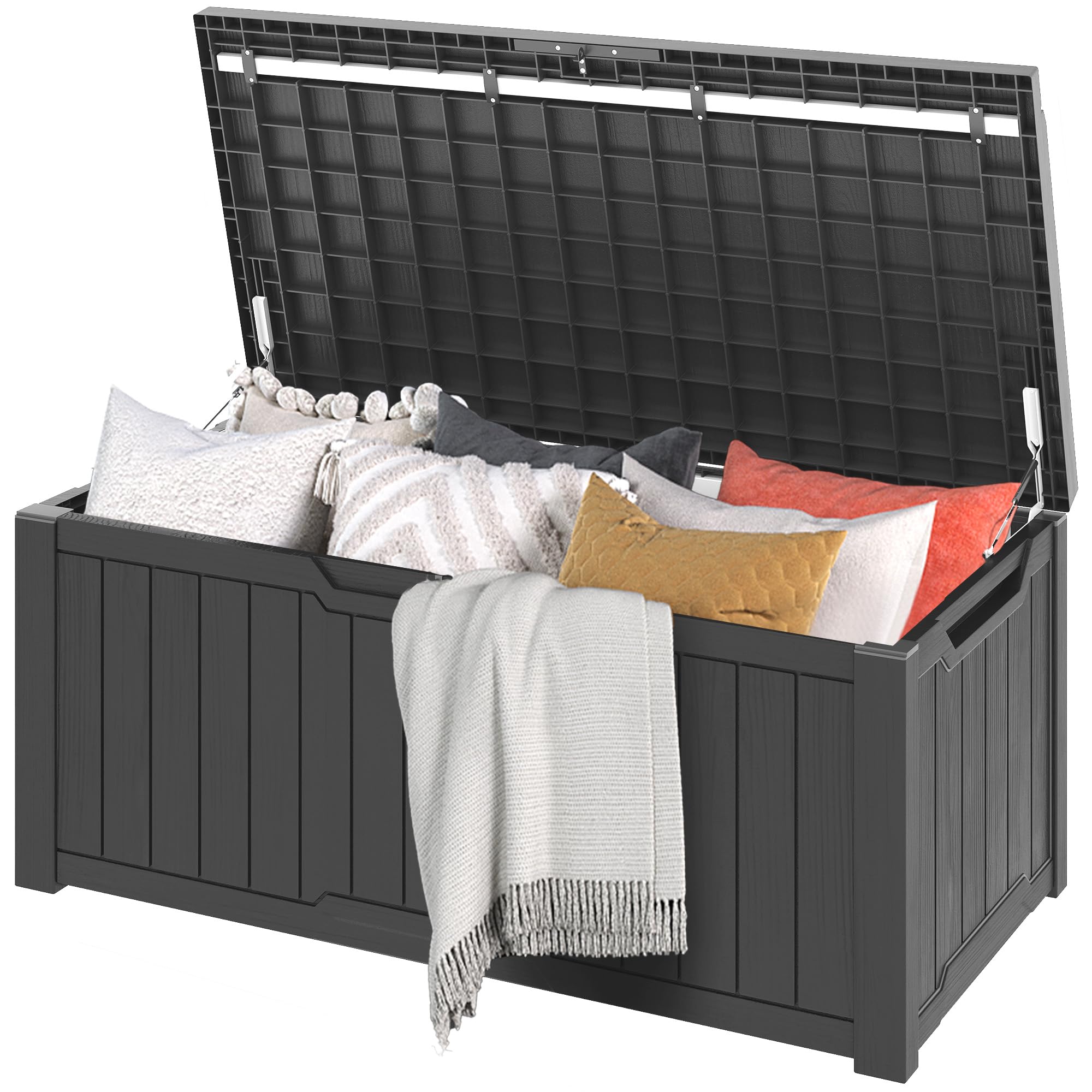 DWVO Auflagenbox Aufbewahrungsbox Garten Kissenbox Gartenbox Outdoor Gartentruhe |Wasserdicht Gasdruckfeder|Für Sitzauflagen Gartengeräte & Kinderspielzeug|450 Liter 142.1x67.7x60cm|Dunkelgrau Angebot bei HelloDeals