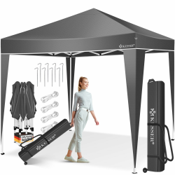 KESSER® Pavillon Faltpavillon 3x3m | Pop-Up Gartenpavillon Höhenverstellbar Stabil Wasserdicht Winterfest | Partyzelt Festzelt UV-Schutz 50+ inkl. Tasche mit Rollen & Bodenanker | Anthrazit 3x3m Anthrazit Angebot bei HelloDeals