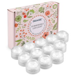 IMAGE 12 Stück LED Teelichter Unterwasser Batteriebetriebene Kerzen Wasserdichte Submersible Tea Lights Dekoration für Party, Hochzeit, Teich, Pool, Garten und Bad, kaltweiß Angebot bei HelloDeals