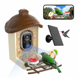 Vogelfutterhaus mit Kamera Vogelhaus mit 2K HD Vollfarbe Nachtsicht KI Vogelerkennung Sofortige Benachrichtigung Automatische Aufnahme von Vogelvideos Solarbetrieben Für Vogelliebhaber Braun Angebot bei HelloDeals