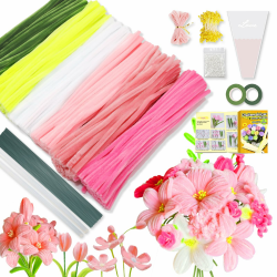 iDattel Pfeifenreiniger zum Basteln Set,500 Stück in 6 Farben Pfeifenputzer zum basteln,Pfeifenreiniger blumen Mit Blumenstöcke,Klebebandrollen,Klebestifte,Anleitungen,Staubgefäße,Lidschatten(Rosa) Angebot bei HelloDeals