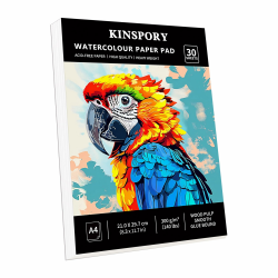 KINSPORY Aquarellpapier A4 mit 30 Blatt - 300gsm Aquarellblock, kaltgepresstes Textur-Aquarellpapier, Skizzenbuch, Wasserfarben Papier für Malerei, Zeichnung, Skizzen und Mischtechnik - 21 x 29,7 cm Angebot bei HelloDeals