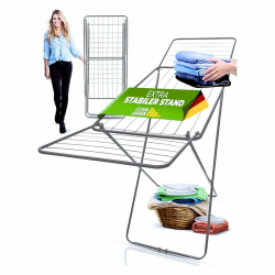 STAHLMANN ® Wäscheständer [18 m Trockenfläche] - Wäscheständer (Silber) platzsparend mit rutschfesten Füßen - Klappbarer Flügelwäscheständer - Wäschetrockner (Silber) Angebot bei HelloDeals