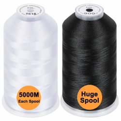 New brothread 2er Set (Weiß+Schwarz) Polyester Maschinen Stickgarn Riesige Spule 5000M für alle Stickmaschine 1xWeiß+1xSchwarz Angebot bei HelloDeals