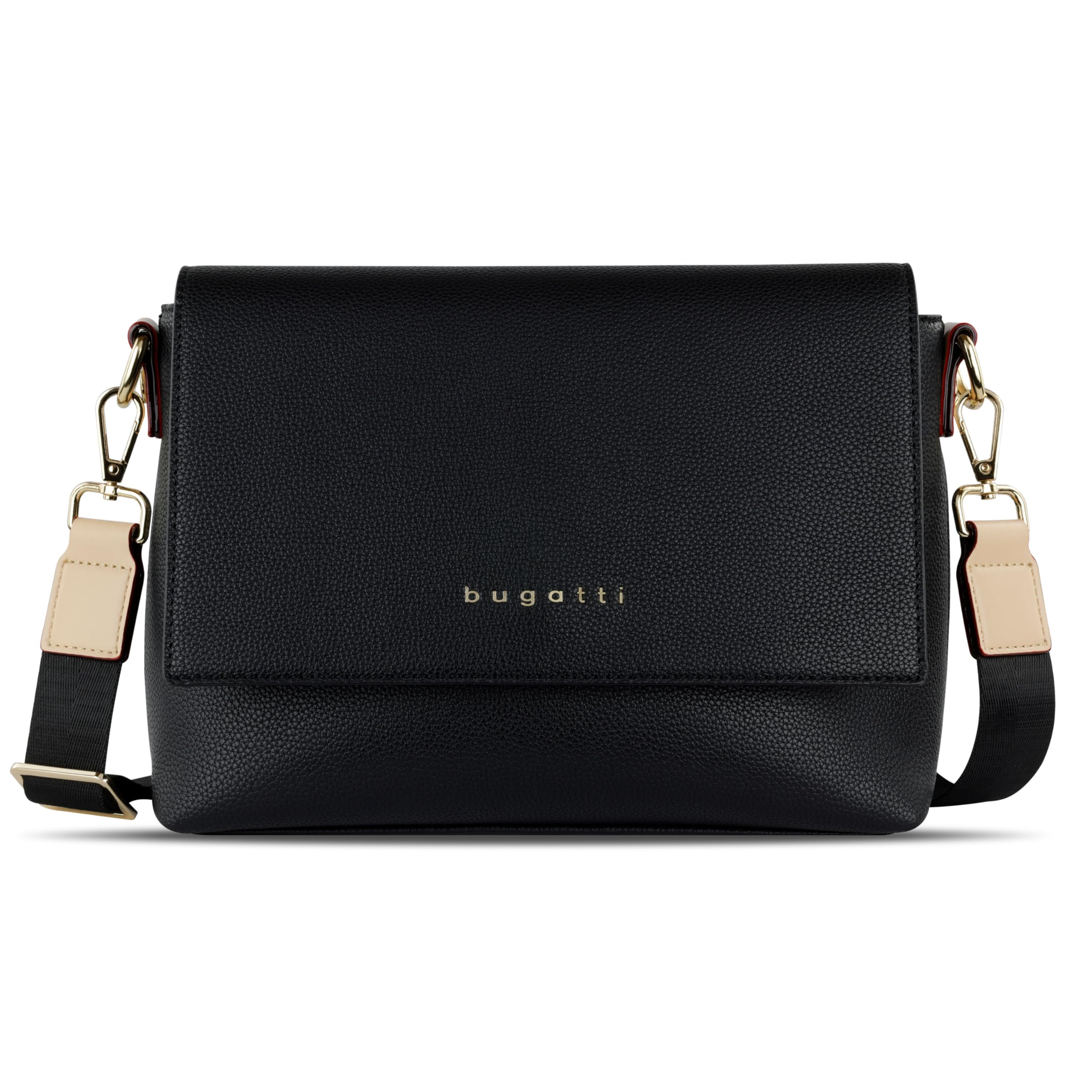 bugatti Ella Schultertasche für Damen, Frauen-Umhängetasche aus Kunstleder Schwarz Angebot bei HelloDeals