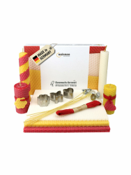Bienenwachs Kerzen selber machen Set für 10 Bienenwachskerzen, DIY Bastelset bunt für Kinder & Erwachsene, Wachsplatten & Dochte, deutsche Bienenwachsplatten Gelb, rot, weiß Angebot bei HelloDeals