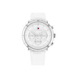 Tommy Hilfiger Multi Zifferblatt Quarz Uhr für Damen mit Weisses Lederarmband - 1782352 Angebot bei HelloDeals