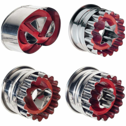 Westmark Ausstechformen-Set für Linzer-Kekse, 4-tlg., 4 unterschiedliche Motive, Mit Auswerfer, Rostfreier Edelstahl/Kunststoff, Linzer, Silber/Rot, 350022E6 Silber/Rot, Mix Angebot bei HelloDeals