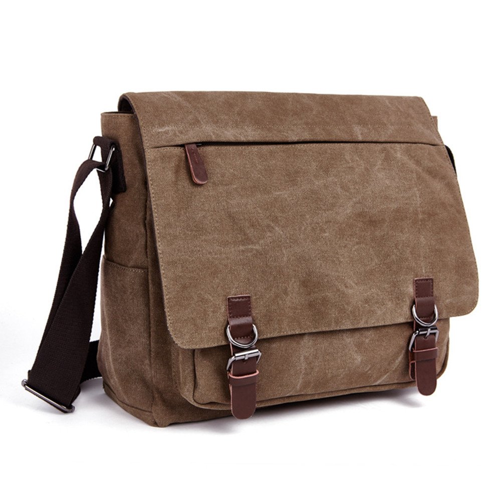 LOSMILE Umhängetasche Herren Schultertasche 16 Zoll Kuriertasche Canvas Laptop Tasche Messenger Bag für Arbeit und Schule. (Kaffee) Angebot bei HelloDeals
