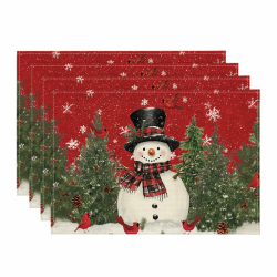 Artoid Mode Schneemann Rot Schals Kiefern Weihnachten Platzsets 4er Set, 30x45cm Urlaub Tischsets Waschbar Platzdeckchen Küche Party Deko 30 x 45 cm, 4er Set Rot Angebot bei HelloDeals