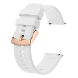 BISONSTRAP Uhrenarmband 18mm 19mm 20mm 21mm 22mm, Silikon Uhrenarmbänder mit Schnellverschluss für Männer Frauen 18mm Weiß / Roségoldene Schnalle Angebot bei HelloDeals