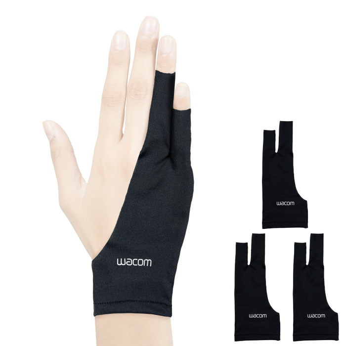 Wacom Zeichenhandschuh, Zwei-Finger-Künstler-Handschuh für Zeichnungstablet-Stift-Display, 90% recyceltes Material, umweltfreundlich, Einheitsgröße (3er-Pack), Schwarz Angebot bei HelloDeals