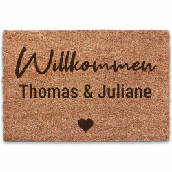 GRAVURZEILE Personalisierte Kokos Fußmatte mit Namen – Willkommensmatte für Haustür – Einweihungsgeschenk, Hochzeitsgeschenk, Geschenk zum Einzug Angebot bei HelloDeals