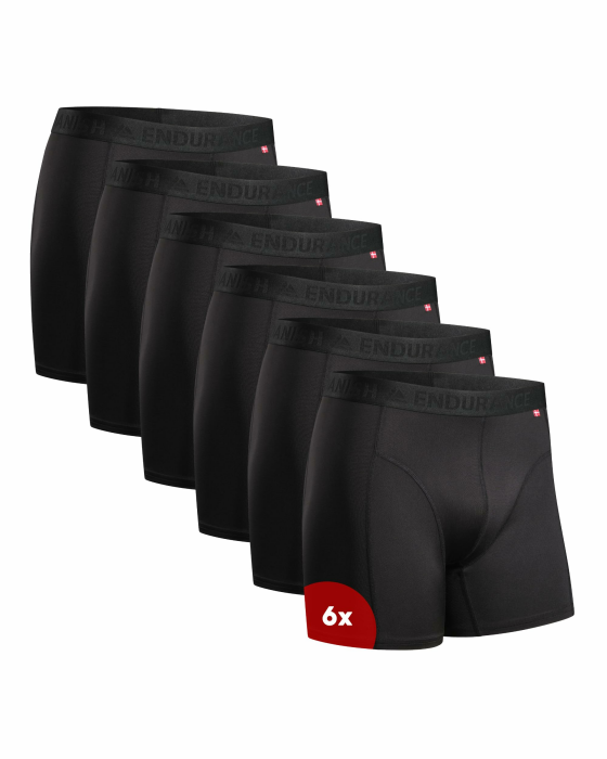 DANISH ENDURANCE 6er Pack Sport Boxershorts Herren, Funktionsunterwäsche, Sportunterwäsche Herren, Elastisch, Geruchsneutral & Atmungsaktiv, Mit regulärem oder langem Bein Schwarz L Angebot bei HelloDeals