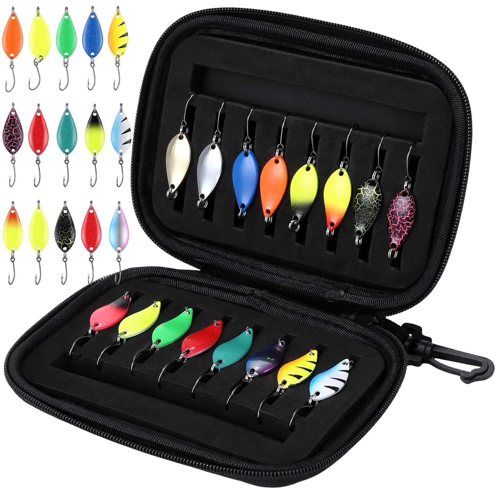 Forellenköder Set 16 Stück, Spoons Forelle Set 2.5g/3.5g/5g Angelzubehör mit Aufbewahrungsbox, Kunstköder Spinner Blinker Set, Forellen Köder für Forelle Barsch Hecht Zander Angebot bei HelloDeals