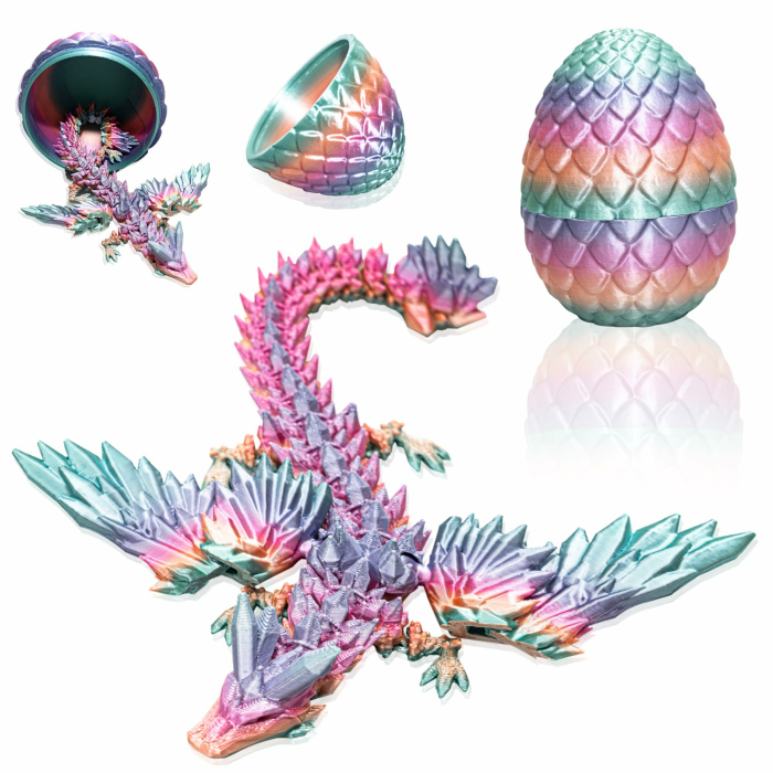 LUMIN TUTU 3D Gedrucktes Drachenei, Mystischer Kristall Drache im Ei, Bunte Dracheneier mit Flügeln, Realistisches Drachen Spielzeug, Perfekt für Kinder Geburtstage und Ostergeschenke (Regenbogen) Angebot bei HelloDeals