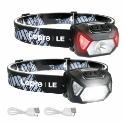 Lepro Stirnlampe LED Wiederaufladbar, 2000 Lux Superhell Kopflampe Stirnlampe mit Rotlicht und 6 Lichtmodi, IPX4 Wasserdicht Stirnleuchte, Ideal für Camping&Joggen, Schwarz, 2 Stück[inkl. USB Kabel] Schwarz 2 Angebot bei HelloDeals