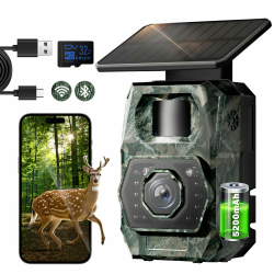 WLAN Wildkamera mit Handyübertragung App - Wildtierkamera mit Nachtsicht Bewegungsmelder Solar Wildkamera mit Akku 5200mAh Nachtsichtkamera WiFi Jagdkamera für Garten Wildtiere Outdoor Überwachung Green Angebot bei HelloDeals