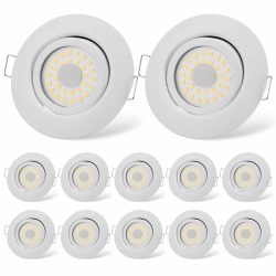 LED Einbaustrahler 230V Flach Dimmbar LED Spots 6W IP44 Bad Einbauleuchten Weiß Deckenspots Deckenstrahler,Warmweiß 3000K Schwenkbar Einbauspots für Badezimmer Küche Wohnzimmer,12er Set Weiß-warmweiß 3000k 12er Set Angebot bei HelloDeals