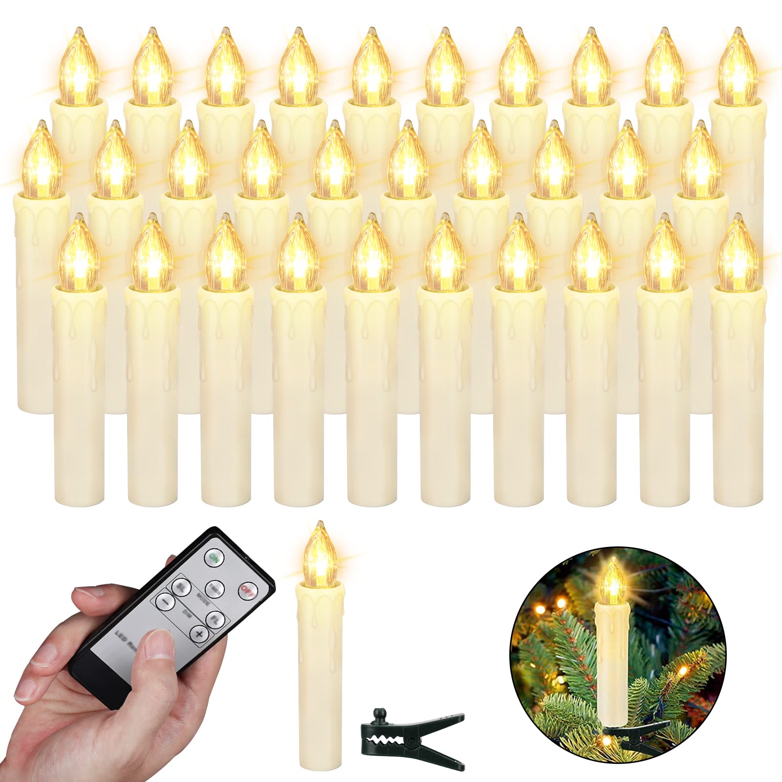 30er LED Weihnachtskerzen mit Fernbedienung Timer Dimmbar, Christbaumkerzen Kabellose Weihnachtsbaumkerzen für Weihnachtsbaum Weihnachtsdeko Hochzeit (30stück) Warmweiß 30 Angebot bei HelloDeals