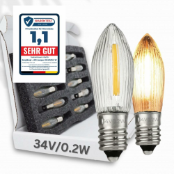 Berglicht 10 Stk. LED Filament 34V/0,2W E10 Ersatz-Lämpchen für Lichtbögen mit 7 Brennstellen, Halogen, warmweiss Angebot bei HelloDeals
