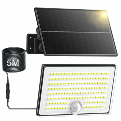 Realky Solarlampen für Außen mit Bewegungsmelder, IP65 Wasserdichte Solar Strahler mit 5m Kabel für Garage, Garten, Hof, Stufen, Haustüren-1 STÜCK Kaltweiß 1 Stück-S Angebot bei HelloDeals