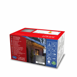 Konstsmide LED Eisregen Lichtervorhang, 200 bernsteinfarbene Dioden, 31V Außentrafo, weißes Kabel - 2771-802, Weiß 200 LEDs Angebot bei HelloDeals